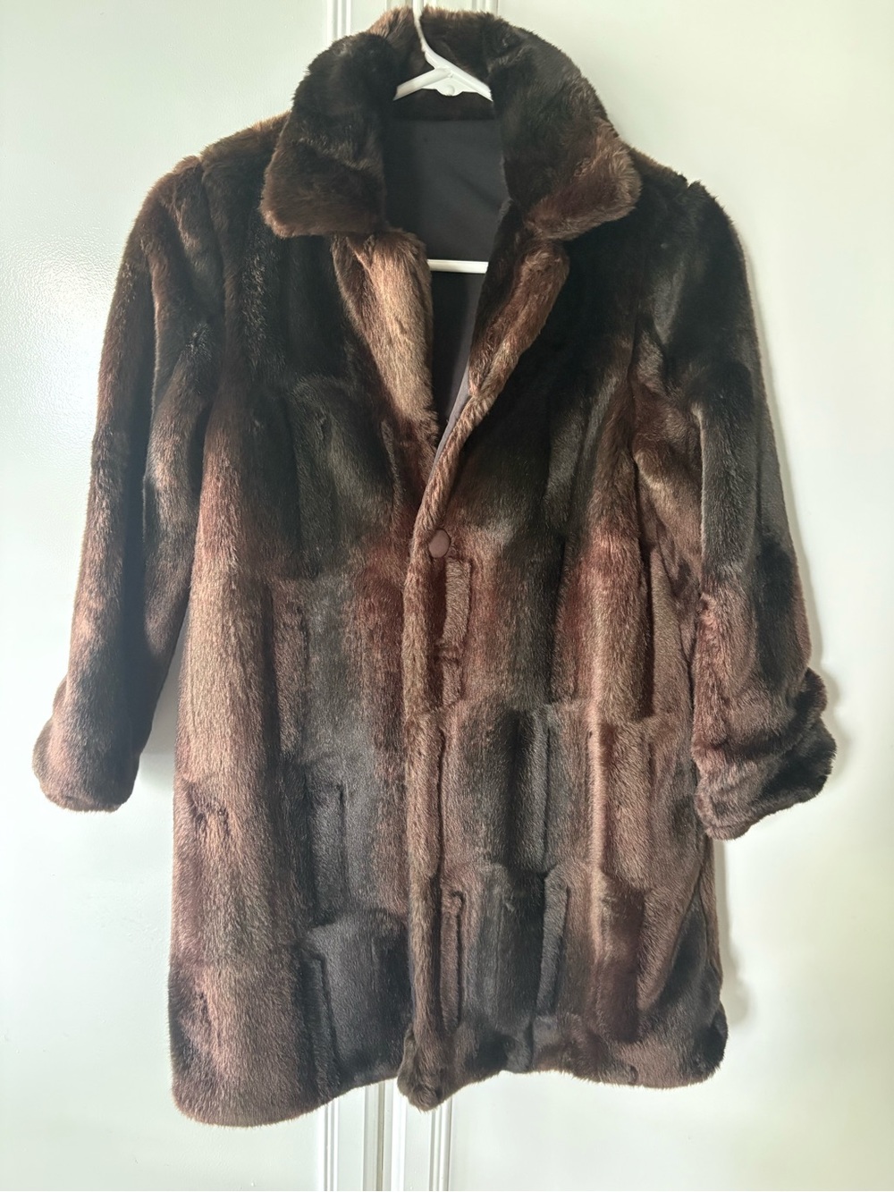 Vintage-Style Faux Fur Dark Chocolate Brown Coat — Girls 10-12 / Women’s XXS